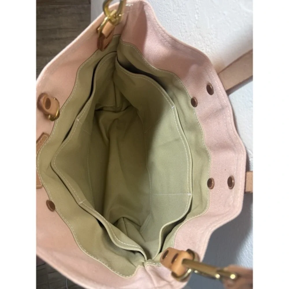 North End Bag Co The MARTIN Tote Bag Peachy Pink Canvas & Leather Trim Crossbody - Picture 9 of 15